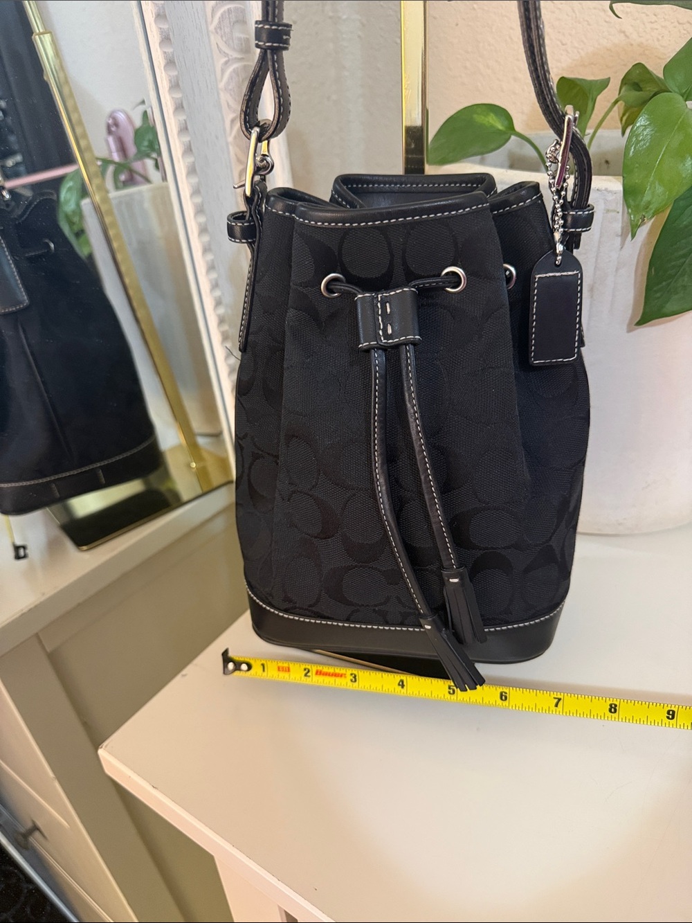 Vintage Coach Black Signature in canvas Jacquard  Bucket Bag - Picture 13 of 16